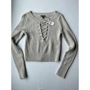Express Crop Beige Sweater XS New With Tags